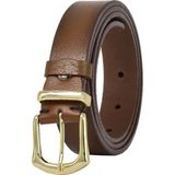 GoDeri Deri Gold Tokalı Metal Köprülü Kahverengi Kadın Kemeri 3 Cm=2li-3cm-Kd-42-Gold.tk - 100 cm