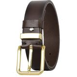 GoDeri Deri Gold Tokalı Metal Köprülü Koyu Kahverengi Kadın Kot Kemeri 4 Cm=2li-Met.köprü-76 - 105 cm