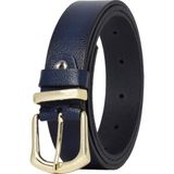 GoDeri Deri Gold Tokalı Metal Köprülü Lacivert Kadın Kemeri 3 Cm=2li-3cm-Kd-42-Gold.tk - 110 cm