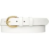 Goderi Deri Gold Tokalı Süt Beyaz Ince Kadın Kemeri, 3cm=3cm-Kdn-02 - 100 cm