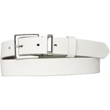 Goderi Deri, Gümüş Takım Tokalı 3 cm Süt Beyaz Kadın Kemeri; Elbise, Pantolon Kemeri=3cm-Kdn-48 - 95 cm