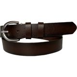GoDeri Deri Gümüş Tokalı Koyu Kahverengi Kadın Kemeri, 3cm - 110 cm