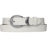 Goderi Deri Gümüş Tokalı Süt Beyaz Ince Kadın Kemeri, 3cm=3cm-Kdn-26 - 95 cm