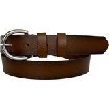 GoDeri Deri Gümüş Tokalı Tosado Kadın Kemeri, 3cm - 115 cm - Kahverengi