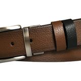 Goderi Deri Hakiki Deri Çift Taraflı 4 Cm Kemer; Kahverengi, Siyah, 135 Cm