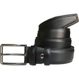 GoDeri Deri Kenarları Dikişli Siyah Klasik Kumaş Pantolon Kemeri 3,5 cm Erkekler İçin Yüksek Kalite - Desenli - 125 cm