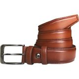 GoDeri Deri Kenarları Dikişli Taba Klasik Kumaş Pantolon Kemeri 3,5 cm - 115 cm - Desenli