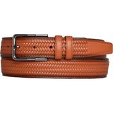 Goderi Deri, Örgü Baskılı Açık Taba Dikişli Klasik, Kumaş Pantolon Kemeri 3.5 Cm_dikisli.örgülü - 120 cm