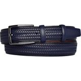 Goderi Deri, Örgü Baskılı Lacivert Dikişli Klasik, Kumaş Pantolon Kemeri 3.5 Cm_dikisli.örgülü - 021-Lacivert - 115 cm