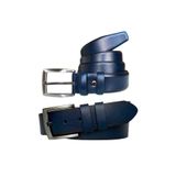 Goderi Hakiki Deri 2'Li Lacivert Set, 4, 5 Cm Kot Spor Kemer & 3, 5 Cm Kumaş Pantolon Kemeri, Kotkumaş, 110 Cm