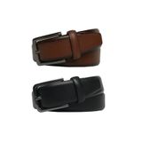 GoDeri Hakiki Deri 2'li Set Klasik Kumaş Pantolon Kemeri 3.5 Cm Siyah, Taba 2li.27-29