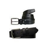 Goderi Hakiki Deri 2'Li Siyah Set, 4, 5 Cm Kot Spor Kemer & 3, 5 Cm Kumaş Pantolon Kemeri, Kotkumaş, 155 Cm