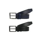 Goderi Hakiki Deri 2'Li Süper Set Siyah, Lacivert Kumaş Kemeri 3.5 Cm, 2Li.81, 83, 115 Cm