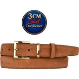 GoDeri Hakiki Deri, 3 cm Gold Renk Takım Tokalı, Tarçın Süet, Dikişli Klasik Kadın Kemeri, 3CMKLA47 - 90 cm