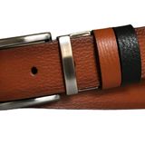 Goderi Hakiki Deri Çift Taraflı 4 Cm Kemer; Taba, Siyah, Dk, Çift.Duz, Tasi, 115 Cm