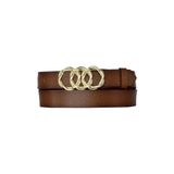 Goderi Hakiki Deri, Gold Örgü Tokalı 3 Cm Kahverengi Kadın Kemeri; Elbise, Pantolon Kemeri=3Cm-Kdn-45 105 Cm