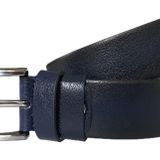 Goderi Hakiki Deri Lacivert Kumaş Kemeri 3.5 Cm, Dk, 0079, 130 Cm
