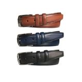 Goderi Hakiki Kaliteli Deri 3'Lü Set Dikişli Klasik Kumaş Pantolon Kemeri Siyah Lacivert Taba 3, 5 Cm, 3L.Kla, 110 Cm