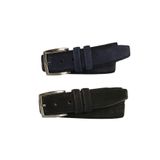 Goderi Hakiki Kaliteli Süet Deri 2'Li Set Klasik Kumaş Pantolon Kemeri Siyah Lacivert 3, 5 Cm, 110 Cm