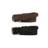 Goderi Hakiki Süet Deri 2'Li Set Klasik Kumaş Pantolon Kemeri Siyah Koyu Kahverengi 3, 5 Cm, 110 Cm