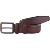 GoDeri Kahverengi Lüks Deri Klasik, Kumaş Kemer 3.5 cm - 110 cm