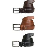 GoDeri Kaliteli Deri 3'lü Set Klasik Kumaş Pantolon Kemeri; Siyah, Kahverengi, Taba 3,5 cm - 135 cm - Siyah - Lacivert