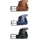 GoDeri Kaliteli Deri 3'lü Set Klasik Kumaş Pantolon Kemeri; Siyah, Lacivert, Taba 3,5 cm - 130 cm - Siyah - Lacivert