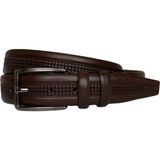 GoDeri Kaliteli Deri Orta Baskılı Kahverengi Klasik Kumaş Pantolon Kemeri 3.5 cm - 110 cm - 028-Kahverengi