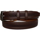 GoDeri Kaliteli Deri Orta Baskılı Kahverengi Klasik Kumaş Pantolon Kemeri 3.5 cm - 125 cm - 028-Kahverengi