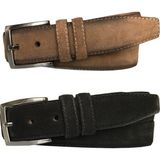 Goderi Süet Deri 2'li Set Klasik Kumaş Pantolon Kemeri; Siyah, Vizon 3,5 cm - Siyah - Vizon - 110 cm