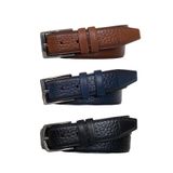 Goderi%100 Hakiki Deri 3'Lü Set, Dikişli Klasik Kumaş Pantolon Kemeri; Siyah, Lacivert, Kahve 3, 5 Cm, Arz, 110 Cm