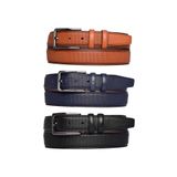Goderi%100 Hakiki Deri, 3'Lü Set Siyah, Açık Taba, Lacivert Dikişli Kumaş Pant. Kemeri 3.5 Cm_Noktalı 120 Cm