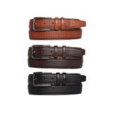 Goderi%100 Hakiki Deri, 3'Lü Set Siyah, Kızıl Taba, Koyu Kahve Dikişli Kumaş Pant. Kemeri 3.5 Cm_Noktalı 115 Cm