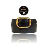 Goderi%100 Hakiki Deri, Efsane Gold Fırçalı Tokalı, Siyah Kadın Kot Kemeri 4 Cm, 23, Fırçalıgold, 110 Cm SiYaH-İYİ-byn-23-Gold-110