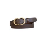 Goderi%100 Hakiki Deri Gold C? Tokalı Koyu Kahverengi Ince Kadın Kemeri, 3Cm, 3Cm, Kdn, 37, 105 Cm