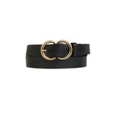 Goderi%100 Hakiki Deri Gold C? Tokalı Siyah Ince Kadın Kemeri, 3Cm, 3Cm, Kdn, 37, 110 Cm