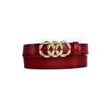 Goderi%100 Hakiki Deri, Gold Örgü Tokalı 3 Cm Kırmızı Kadın Kemeri; Elbise, Pantolon Kemeri=3Cm-Kdn-45 100 Cm