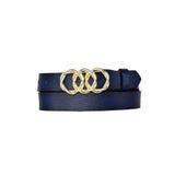 Goderi%100 Hakiki Deri, Gold Örgü Tokalı 3 Cm Lacivert Kadın Kemeri; Elbise, Pantolon Kemeri=3Cm-Kdn-45 100 Cm