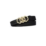 Goderi%100 Hakiki Deri, Gold Örgü Tokalı 3 Cm Örgü Desenli Siyah Kadın Kemeri; Pantolon Kemeri=3Cm-Kdn-45 105 Cm