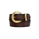 Goderi%100 Hakiki Deri, Gold Takım Tokalı 4 Cm Koyu Kahverengi Kadın Kemeri; Kot, Spor Kemer, Gold.Takım63, 95 Cm