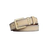Goderi%100 Hakiki Deri, Gold Takım Tokalı 4 Cm Süet Krem Kadın Kemeri; Kot, Spor Kemer=N-Byn-62.Gold.Takım 95 Cm