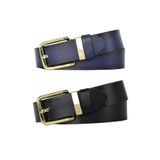 Goderi%100 Hakiki Deri Gold Tokalı, Metal Köprülü 2'Li Set Siyah, Lacivert Kadın Kot Kemeri, 4 Cm, Kp.Byn76, 110 Cm