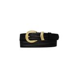 Goderi%100 Hakiki Deri Gold Tokalı Örgü Desenli Siyah Ince Kadın Kemeri, 3Cm=3Cm-Kdn-27 100 Cm