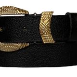 Goderi%100 Hakiki Deri Gold Tokalı Siyah Ince Kadın Kemeri, 3Cm, 3Cm, Kdn, 27, 125 Cm