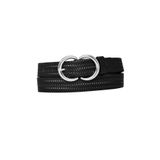 Goderi%100 Hakiki Deri Gümüş Cc Tokalı Örgü Desenli Siyah Ince Kadın Kemeri, 3Cm=3Cm-Kdn-06 105 CM