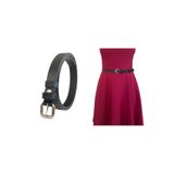 Goderi%100 Hakiki Deri Gümüş Kare Tokalı Siyah Çok Ince Kadın Kemeri, 1.8 Cm, Çokince, 01, 95 Cm