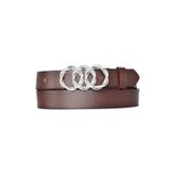 Goderi%100 Hakiki Deri, Gümüş Örgü Tokalı 3 Cm Koyu Kahve Kadın Kemeri; Elbise, Pantolon Kemeri=3Cm-Kdn-46 90 Cm