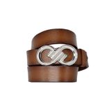 Goderi%100 Hakiki Deri, Gümüş Tokalı 3 Cm Kahverengi Kadın Kemeri; Elbise, Pantolon Kemeri=3Cm-Kdn-44 105 Cm