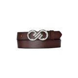 Goderi%100 Hakiki Deri, Gümüş Tokalı 3 Cm Koyu Kahverengi Kadın Kemeri; Elbise, Pantolon Kemeri=3Cm-Kdn-44 95 Cm