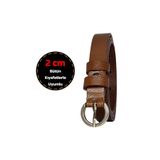 Goderi%100 Hakiki Deri, Gümüş Tokalı Ince 2 Cm Açık Kahverengi Kadın Kemeri; Elbise, Pantolon Kemeri_Kilt 95 CM